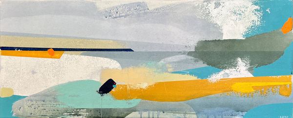 Andrew Bird b. 1969Sun Path, 2024 signed and tilted to verso acrylic on canvas canvas: h 31 x w 76 cm frame: h 34.5 x80.5 cm