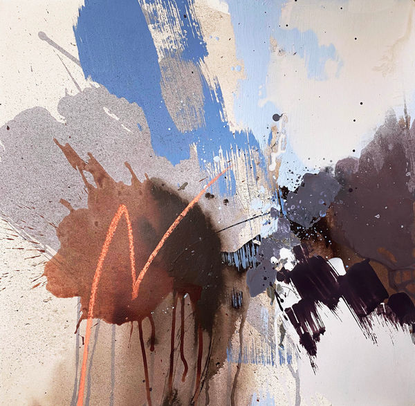 Sam Boughton Autumn Flux, 2022 signed to verso ink, emulsion, watercolour and pastel on paper board: 50 x 50 cm frame: 68 x 68 cm