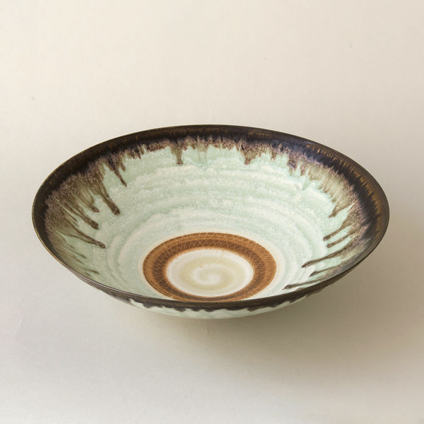 Medium Textured Green and Bronze Bowl