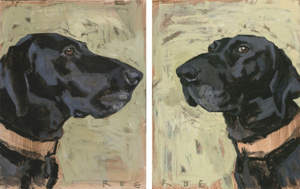 Labrador diptych Romy Elliott