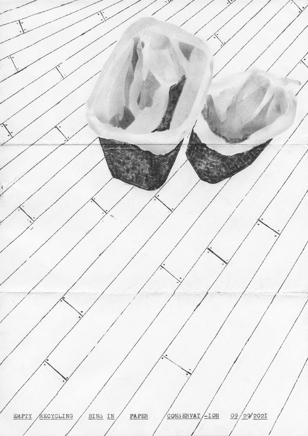 Lenka Clayton Empty Recycling Bins in Paper Conservation 09/29/2021, 2021