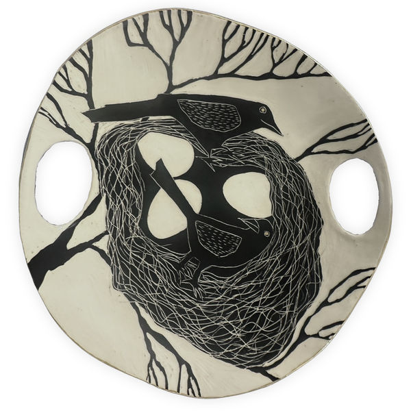 Bridget Brittain, Magpies Nesting Platter, 2026