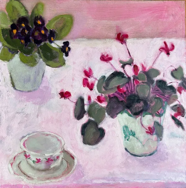 Anna Dixon-Smith, Pink Cyclamen and Purple Polyanthus, 2026