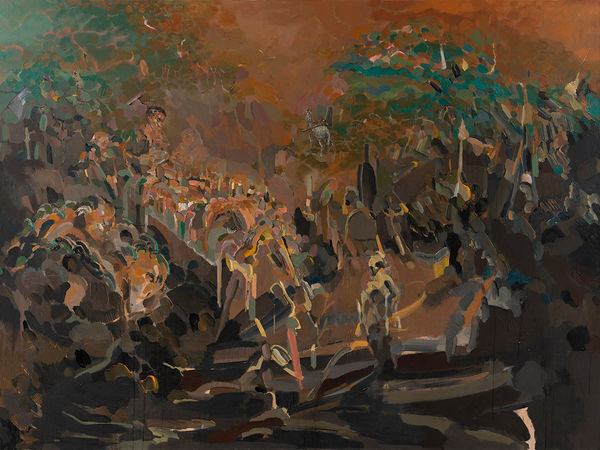 Amitesh Shrivastava Dinning List, 2019 Acrylic on canvas 72 x 96 inches