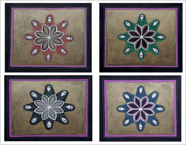 Ohida Khandakar Untitled-1, 2024 watercolor and acrylic gold on wasli Paper 11 x 10 inches each (set of 4)