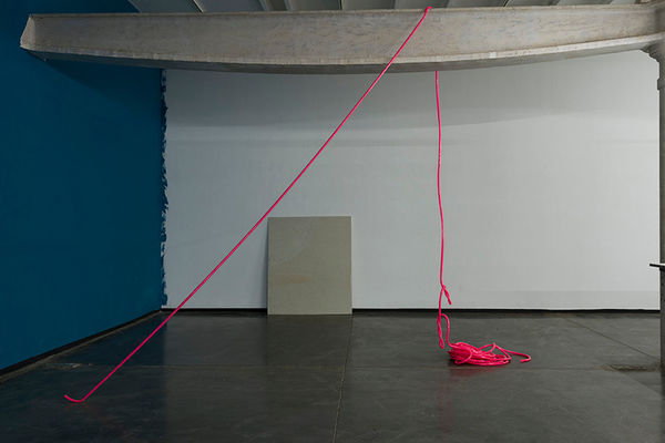 Shreyas Karle Frustrated gardener, 2017 plastic water hose, and steel pipe 30 meter