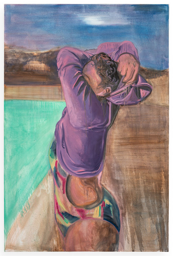 Anpu Varkey Confessions at the pool, 2025 Oil on canvas 72 x 48 inches