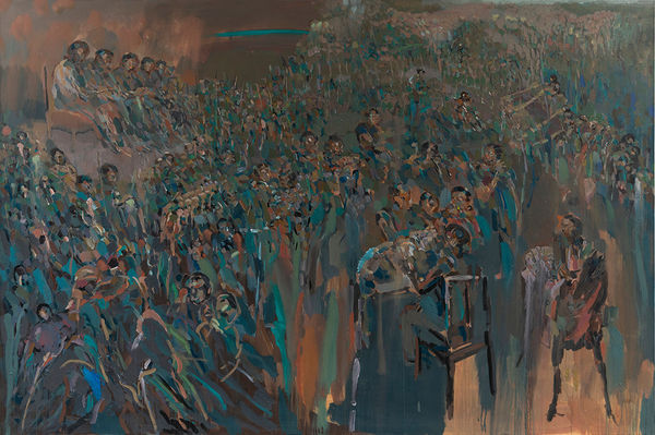 Amitesh Shrivastava Data Collector, 2019 Acrylic on canvas 72 x 108 inches