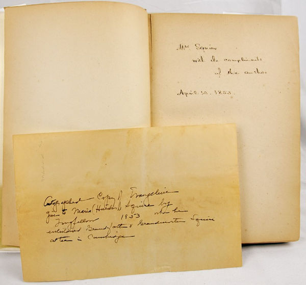 Evangeline, A Tale of Acadie by Henry Wadsworth Longfellow. Inscription