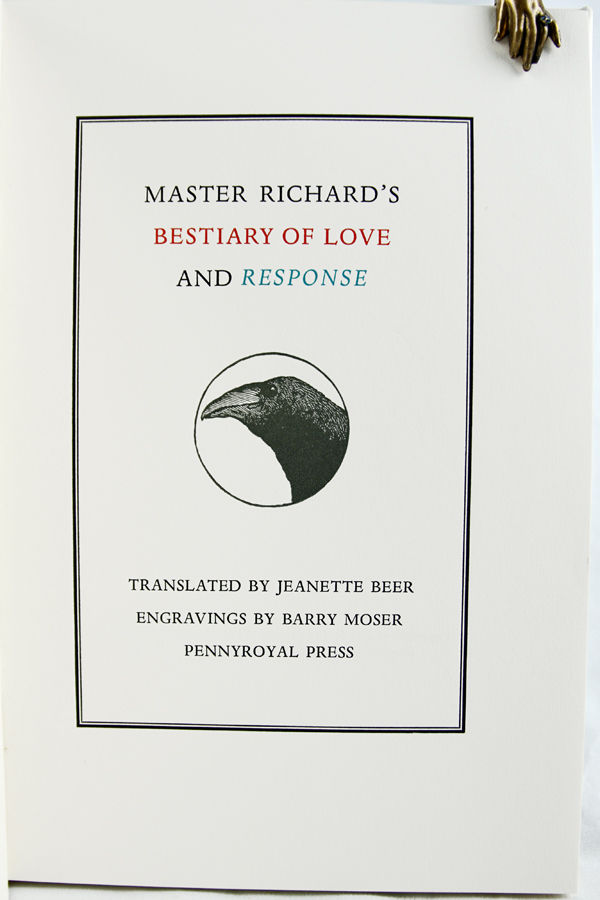 Master Richard's Bestiary of Love and Response. Title page