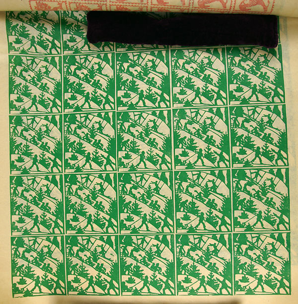 Block-printed Christmas wrapping papers