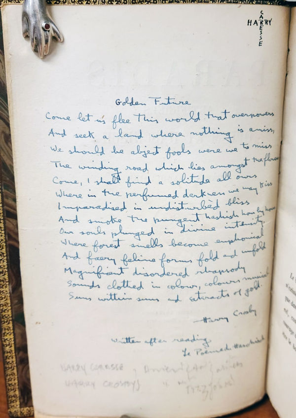 Les Paradis artificiels. Opium et haschisch. Original poem by Harry Crosby
