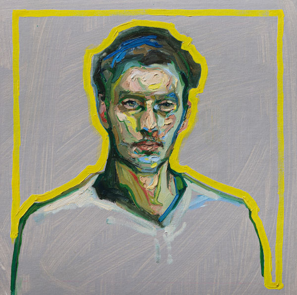 Agnes Grochulska, Portrait with a Yellow Outline #2, 2022