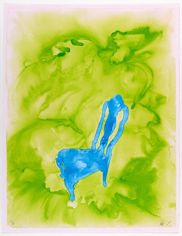 HM Queen Sonja and Håvard Homstvedt, Uten tittel (blå stol i grønt rom), 2022