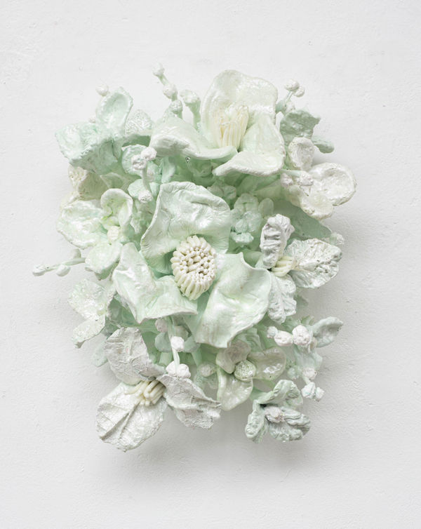 Stefan Gross, 'Flower Bonanza' white on mint