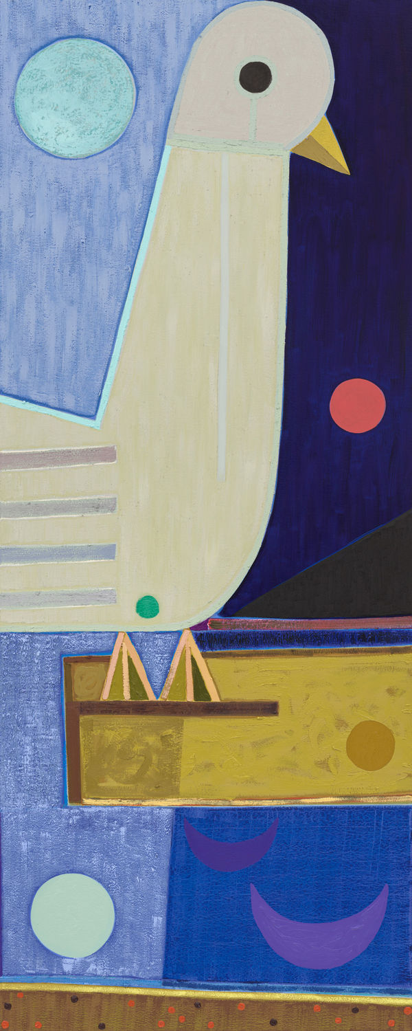 Austin Eddy Perched On The Edge of Night (Sandbar on the Hudson), 2022 Oil, flashe, flaper on canvas 152.5 x 61cm / 60 x 24"