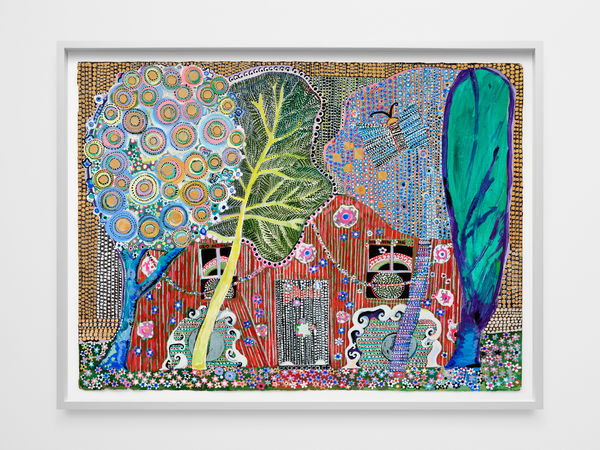 Karen Barbour, Stitched Blossom and Thorn Smocked House with Flower Carpet, 2025