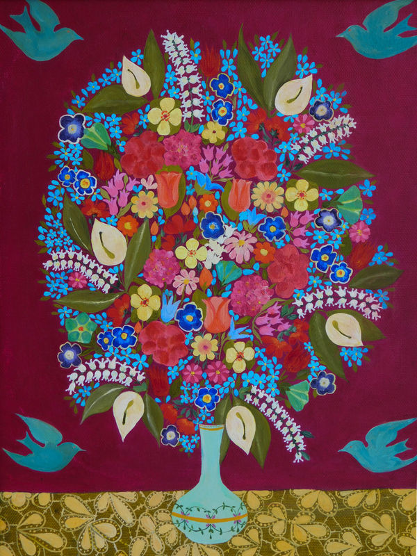 Hepzibah Swinford, Flowers with birds, 2017