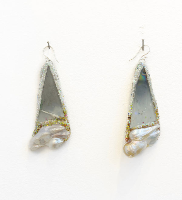 Andrew Logan, Pearl Smokey Triangle Earrings, 2025