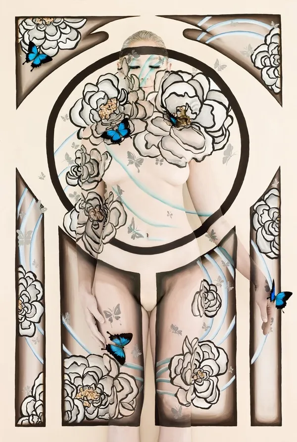 Emma Hack, Peony with Butterflies, 2010