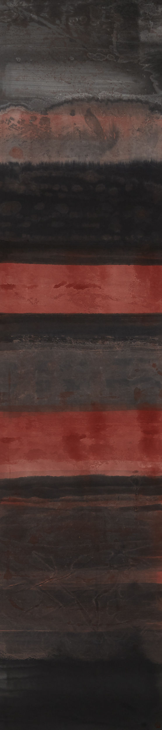 Ye Xue ink on paper artwork in red and black