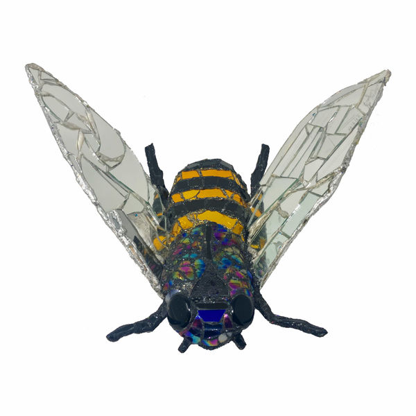 Andrew Logan british sculptor jewellery bugs and bee in glass and resin in yellow detail