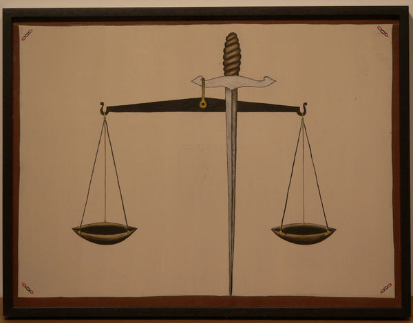 American Unidentified, Fraternal Lodge Scales Painting, New York City, 1880-90