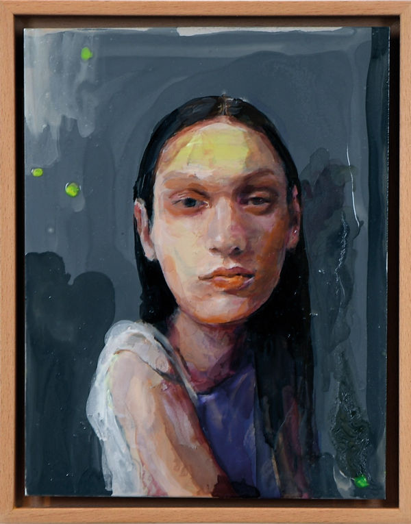 Geraldine Swayne, AI Human with Chromatic (Lime-Green) Oversaturation, 2024