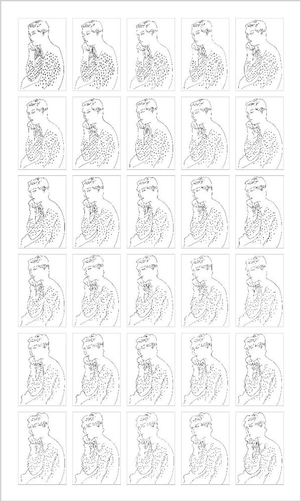 Rob and Nick Carter, Chinese Whispers, Male Nude (with Hearts) after Andy Warhol (c.1950), 2015