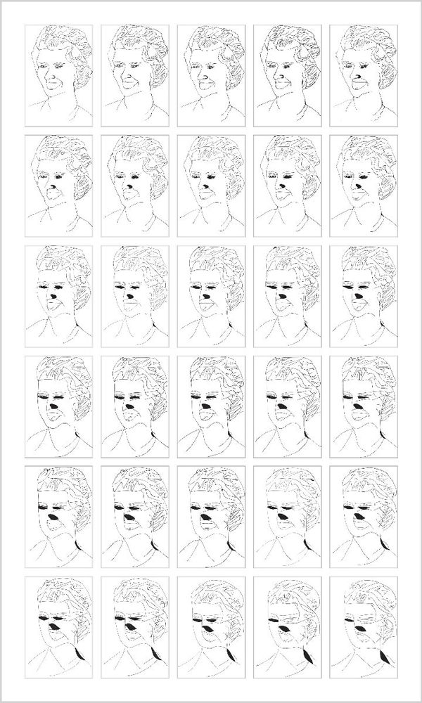 Rob and Nick Carter, Chinese Whispers, Queen Elizabeth II after Andy Warhol (c.1978), 2015