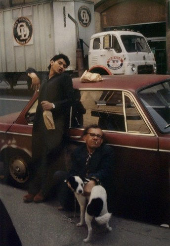 Helen Levitt, Untitled, New York (couple leaning on car with black and white dog), 1978
