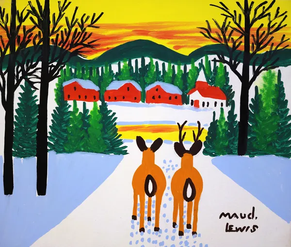Maud Lewis, Two Deer, c 1967