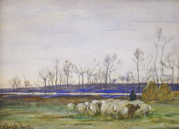 Horatio Walker, Sheep and Haystacks, c 1900
