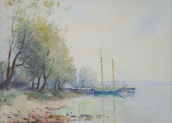 George Horne Russell, Schooner at Shore, 1909