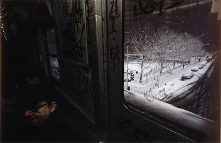 Bruce Davidson, Untitled, Subway, New York, [Snowy Street out Window], early 1980s