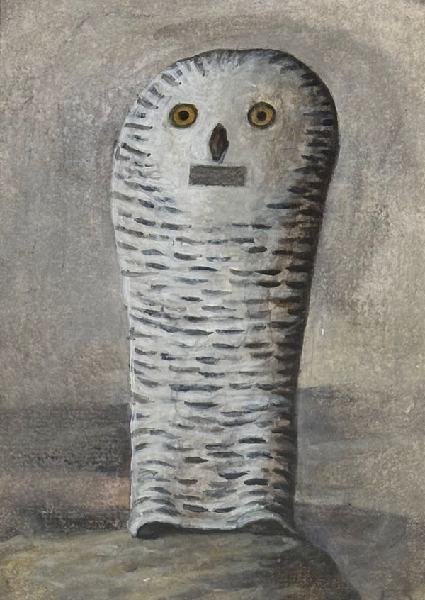 Edward Summerton RSA, Study for a Pantomime Snowy Owl costume for observing Wild Shetland Ponies