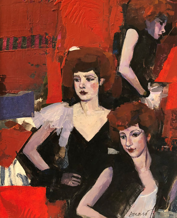 George Donald RSA Dancers: Paris Acrylic on card Image size: 27 x 22 cm Mount size: 48 x 42 cm