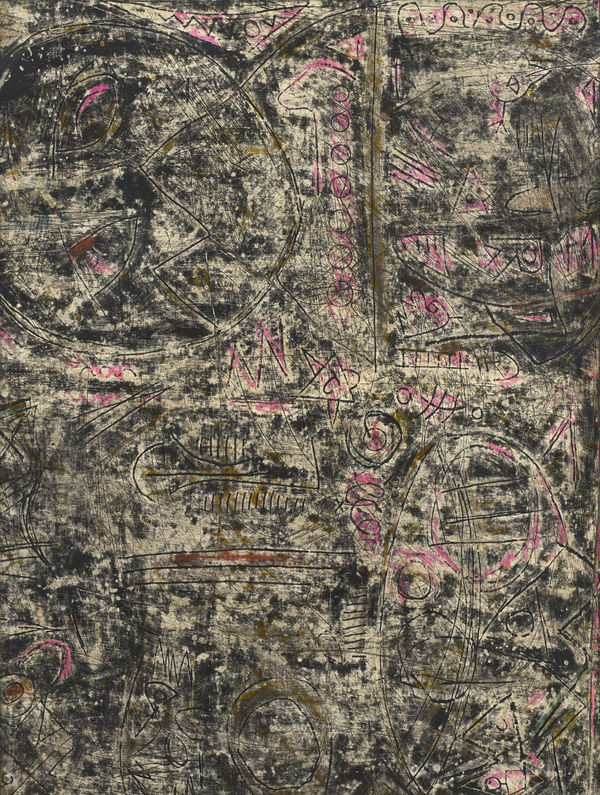 George Macpherson RSA Crags, 1996 Collagraph and drawing Image: 59 x 49 cm Frame: 79 x 67 cm