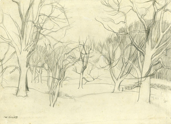 William Gillies RSA The Haughs, Haddington, c. 1920s pencil on paper