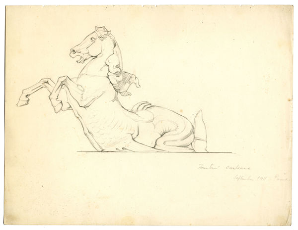 Fanindra Nath Bose ARSA, Sketch of horse from basin of La Fontaine d'Observatoire, by Carpeaux, Jardin de Luxembourg, Paris, 1911