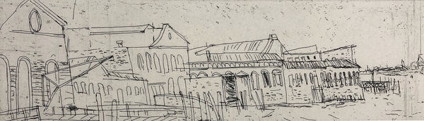 Elizabeth Blackadder RSA Murano, 1997-98 Etching Plate size: 9 x 30 cm Edition of 30 plus 2 artist's proofs