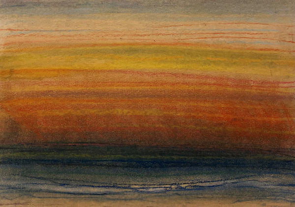 John Houston RSA Untitled (Orange Sunset over Water) Pencil on paper Framed: 36 x 43 cm