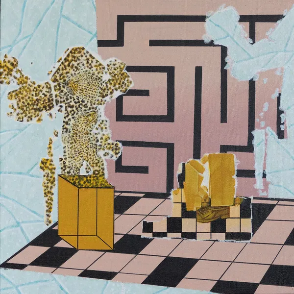 Ronald Forbes RSA Everyman: Searcher Variation: Animal Maze Puzzle Void, 2022 Acrylic on linen on board 51 x 51 cm