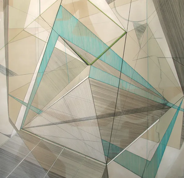 Bronwen Sleigh RSA Biosphere I Pen, pencil and gouache on lithograph 45 x 45 cm