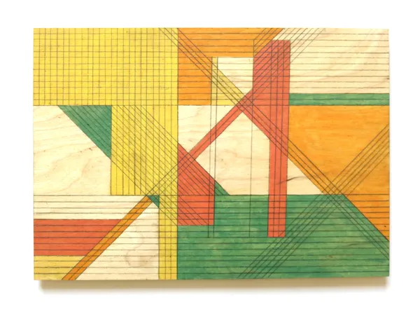 Rhona Jack Frameworks IV Oil and graphite on plywood board 21 x 30 cm