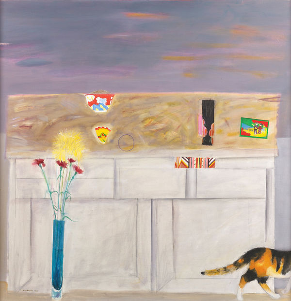 Elizabeth Blackadder RSA Coco and Cupboard, 1979 Oil on canvas 122 x 122 cm