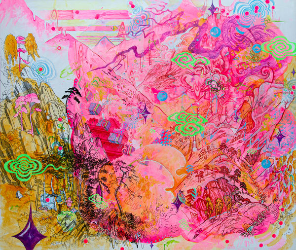 Kyle Noble Glen Silly Sausage, 2025 Acrylic, ink, glitter and varnish on board 84 x 110 x 2 cm