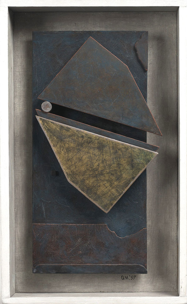 George Macpherson RSA Flight, 1997 Oil on wooden panel construction Image: 45 x 27.5 cm Frame: 72.5 x 54.5 cm