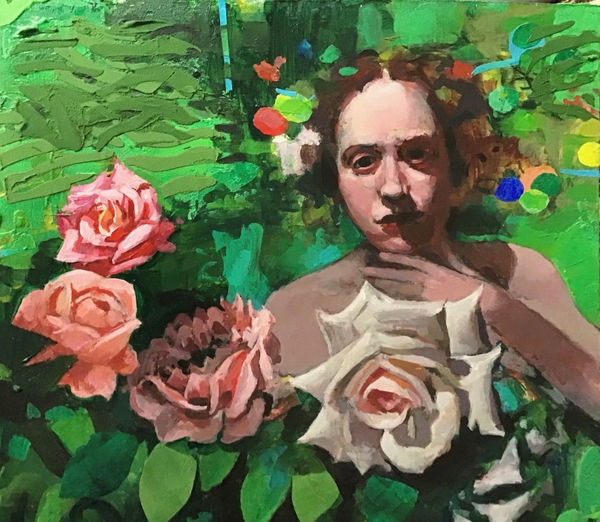 George Donald RSA The Rose Garden, 2025 Acrylic on board 42.5 x 38 cm