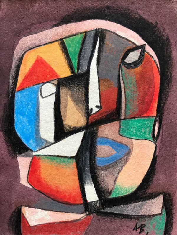 Alfons Bytautas RSA Head 3 Watercolour on paper Image: 13 x 10 cm Frame: 25.5 x 22.5 cm
